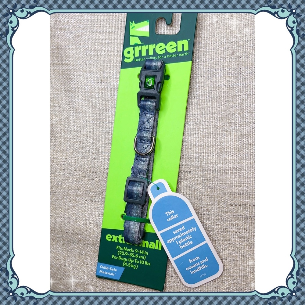 XS Grrreen Adjustable Dog Collar Ombre Blue Earth Day Climate Eco-Friendly Puppy